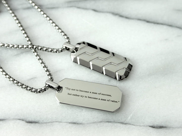 Silver Tyre Tread Necklace, Custom Quote