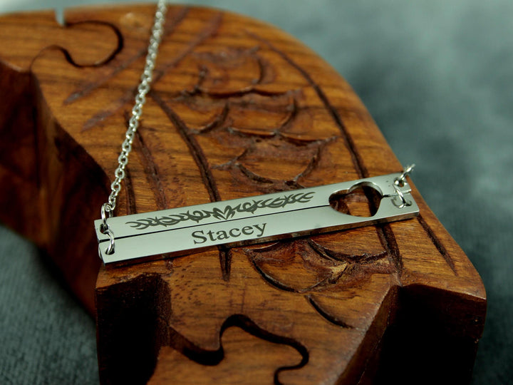 Double Bar Heart Cut-out Necklace
