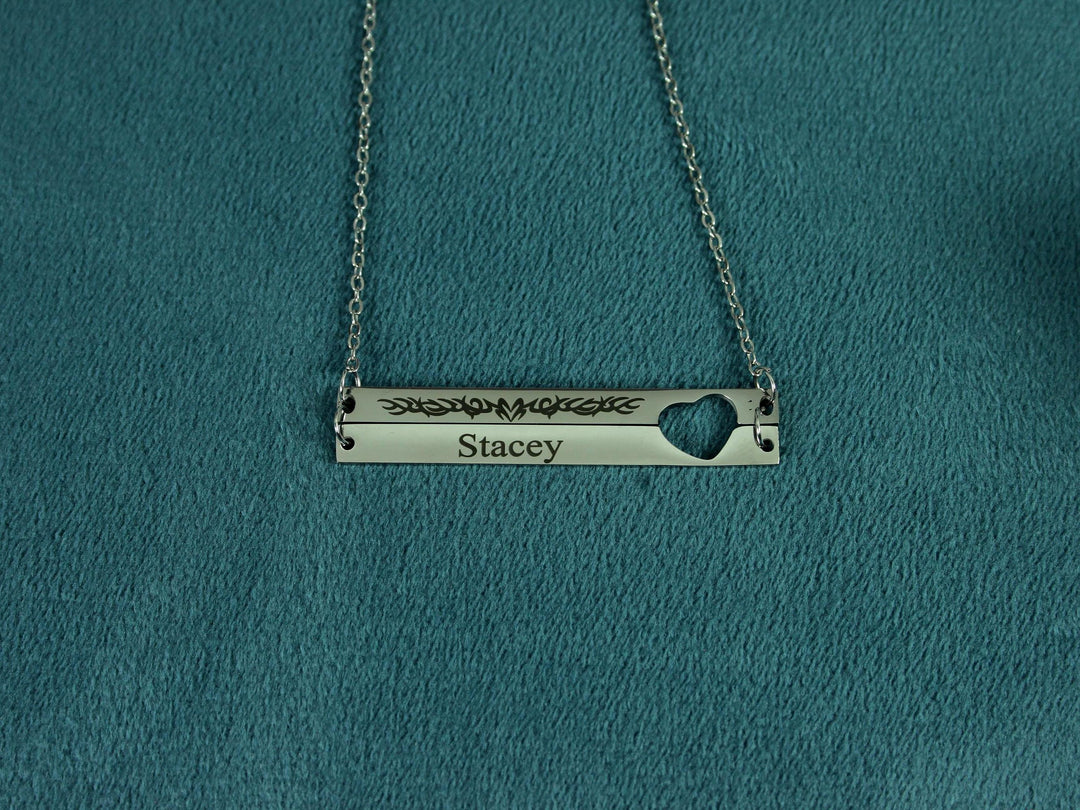 Double Bar Heart Cut-out Necklace