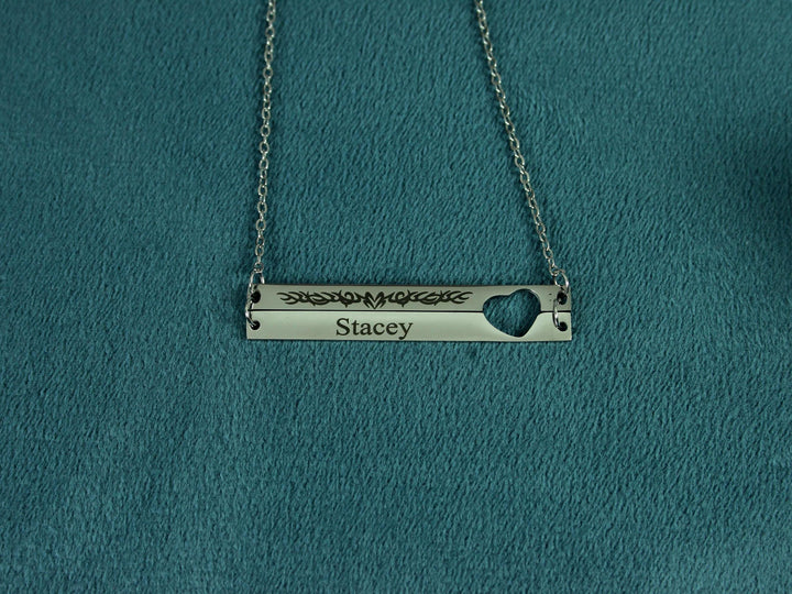 Double Bar Heart Cut-out Necklace