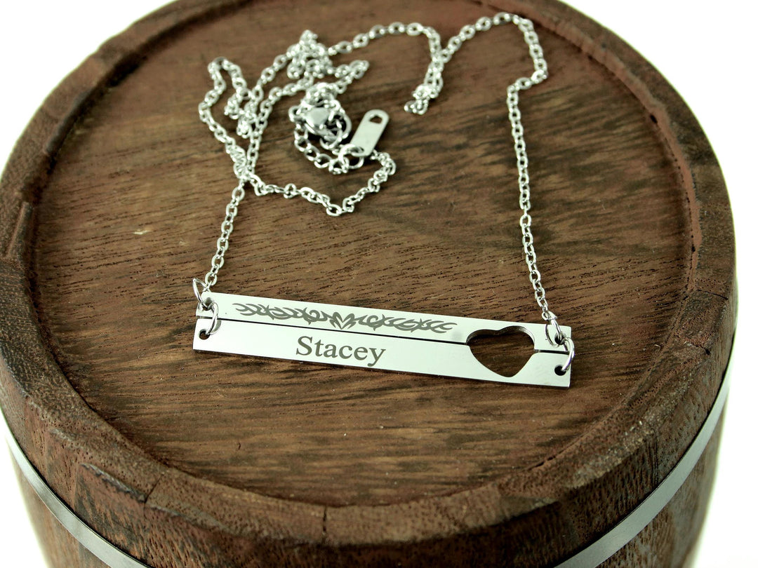 Double Bar Heart Cut-out Necklace