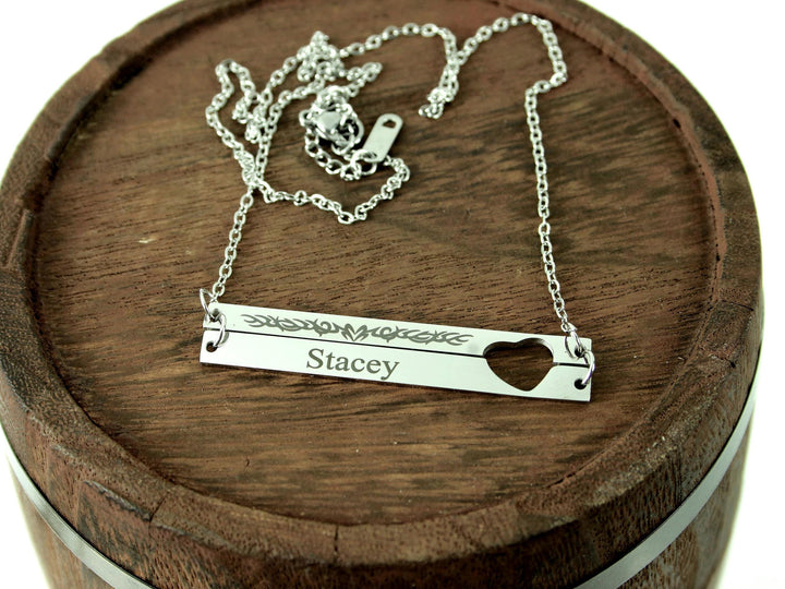 Double Bar Heart Cut-out Necklace