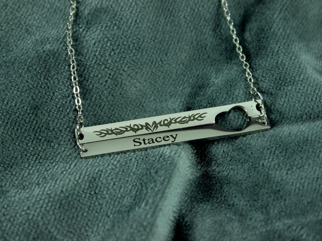 Double Bar Heart Cut-out Necklace