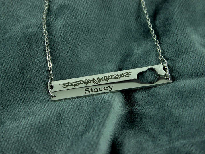 Double Bar Heart Cut-out Necklace