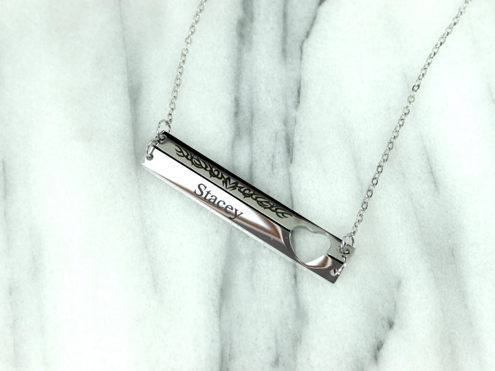 Double Bar Heart Cut-out Necklace