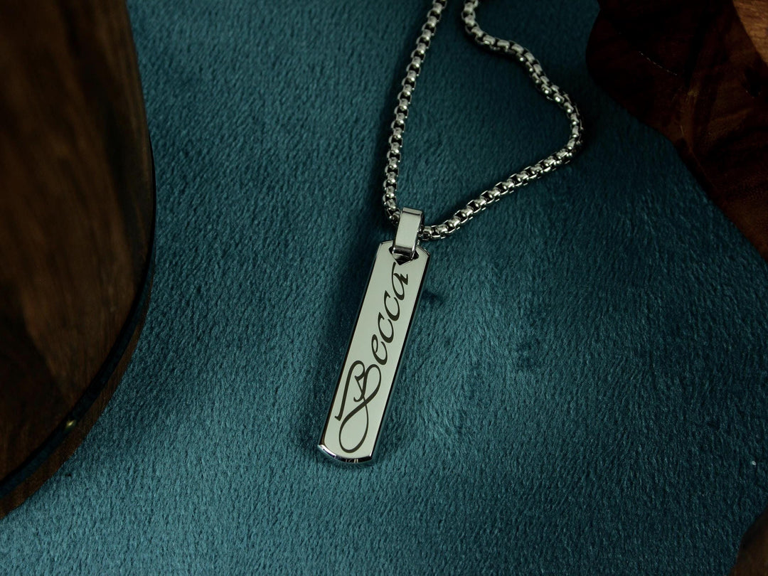 Swirly Name Bar Necklace