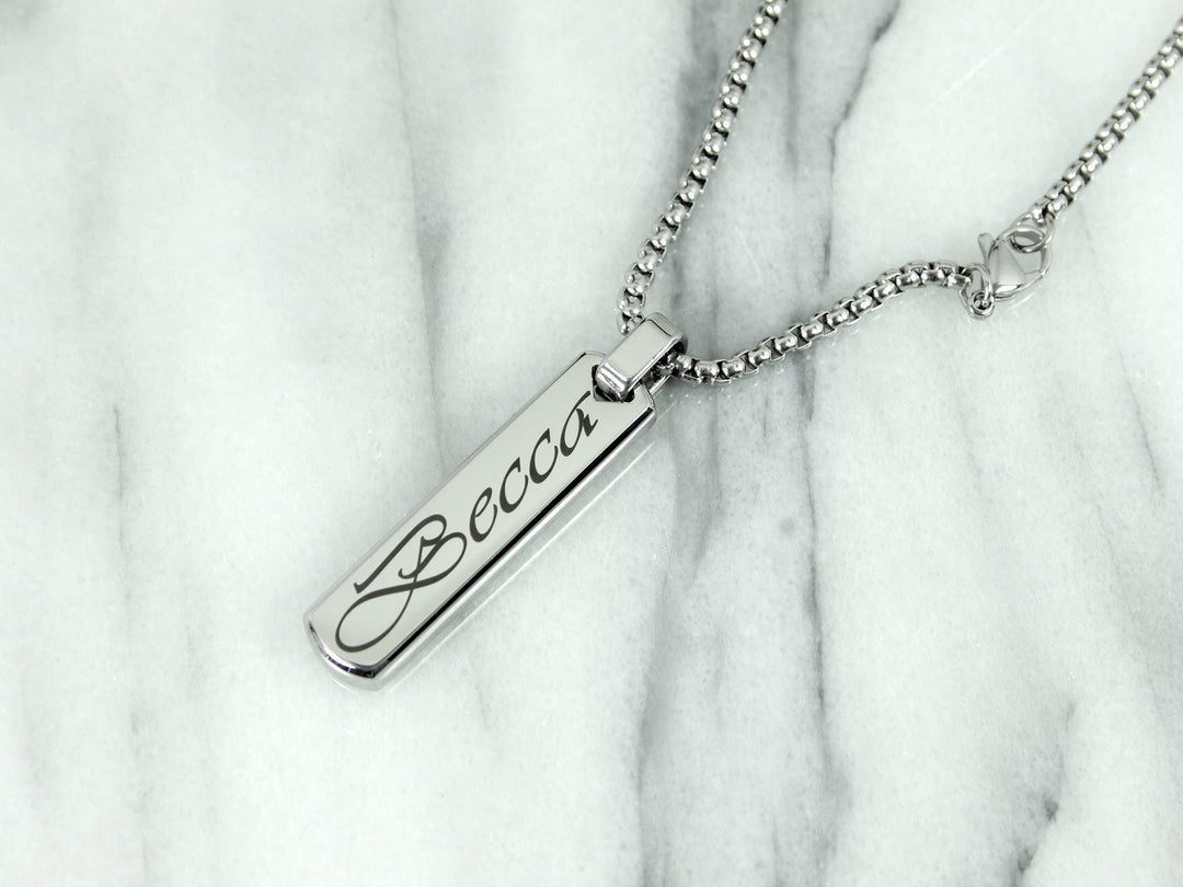 Swirly Name Bar Necklace