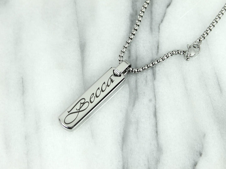 Swirly Name Bar Necklace