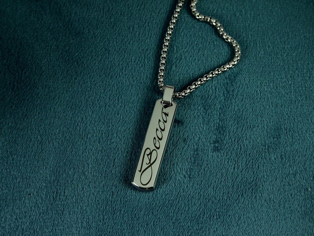 Swirly Name Bar Necklace