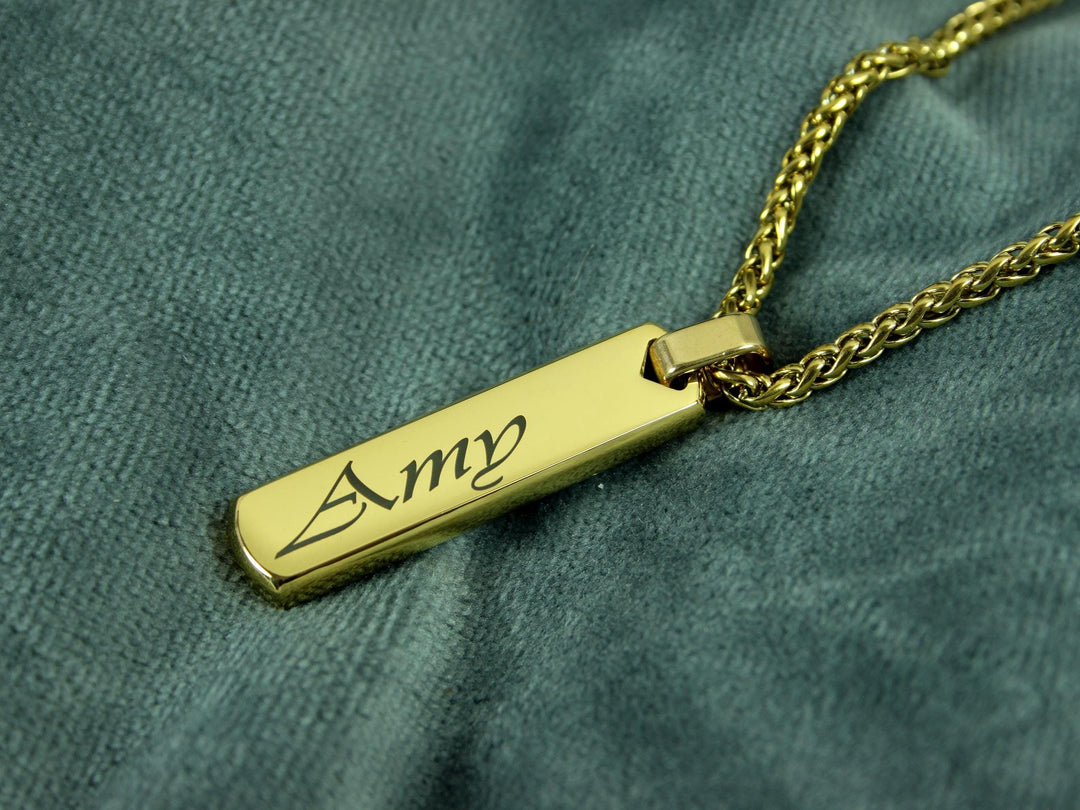 Swirly Name Bar Necklace