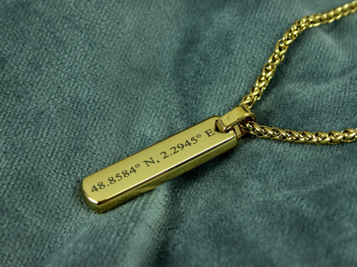 Gold Coordinates Bar Necklace