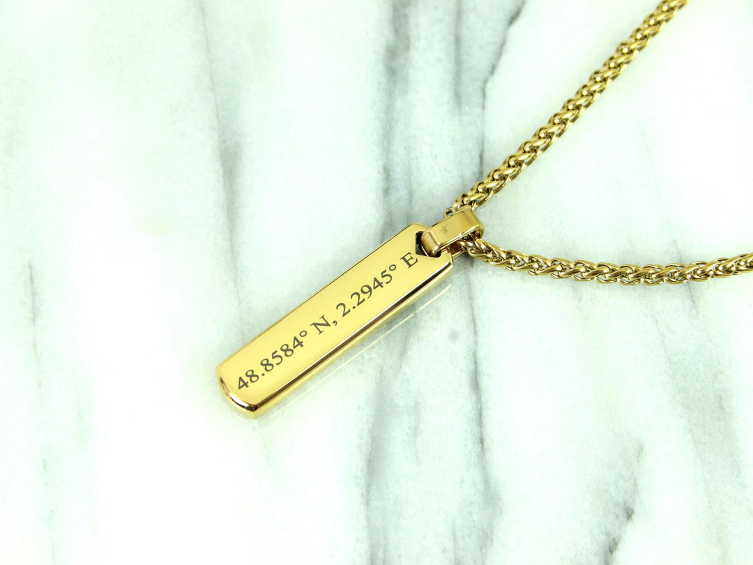 Gold Coordinates Bar Necklace