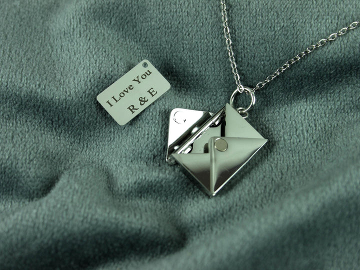 Couples Initials Pendant, Secret Message Necklace