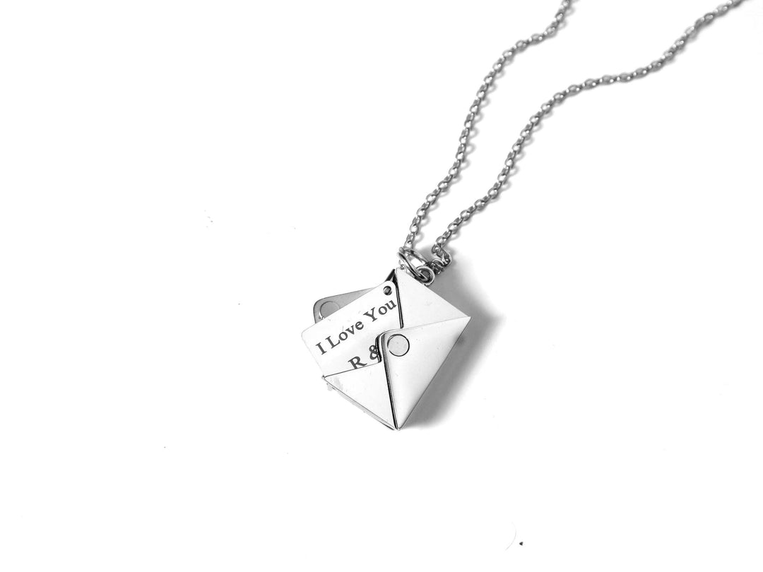 Couples Initials Pendant, Secret Message Necklace