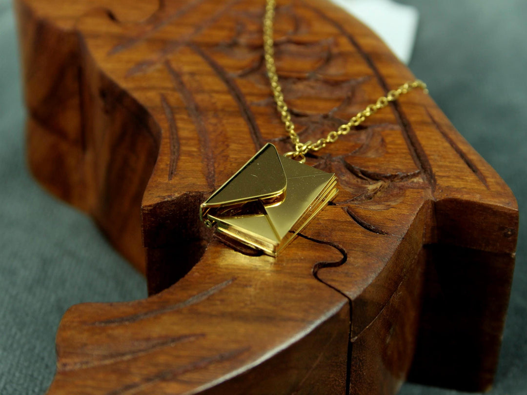 Gold Couples Letter Necklace, Hidden Message