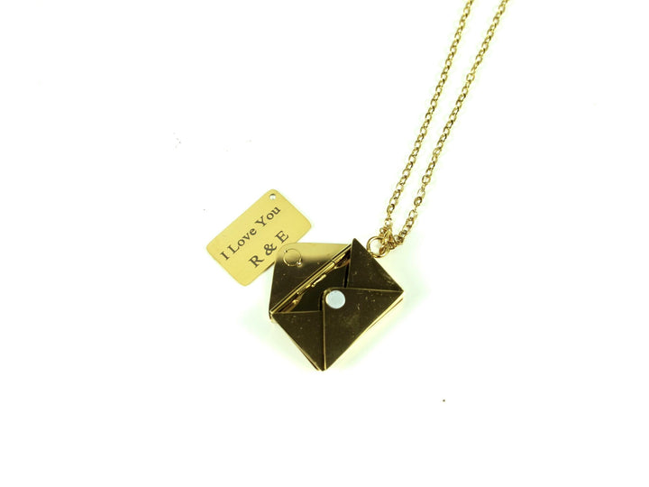 Gold Couples Letter Necklace, Hidden Message