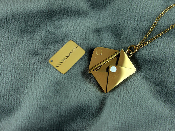 Gold Letter Necklace, Custom Roman Numerals Inside
