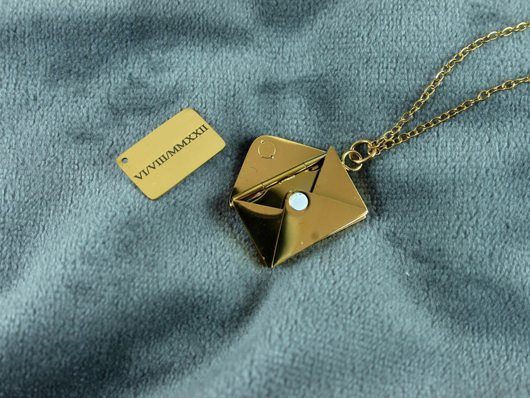 Rose Gold Letter Roman Numerals Engraved Necklace