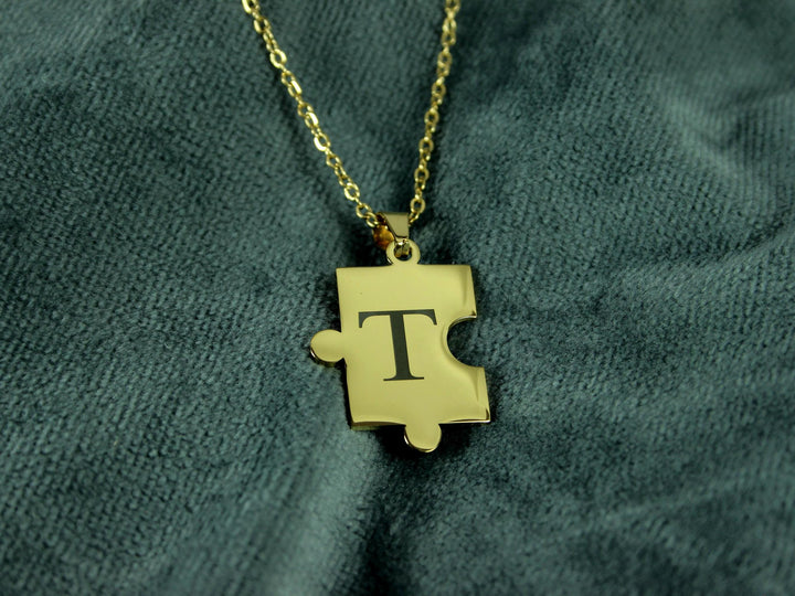 Matching Gold Puzzle Necklaces Engraved