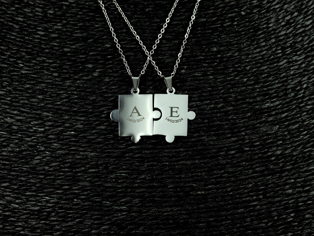 Couple Puzzle Pendant Set