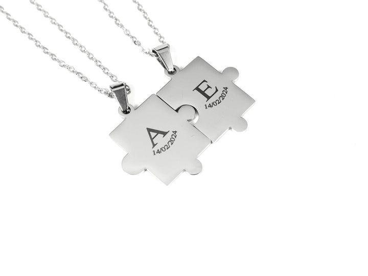 Couple Puzzle Pendant Set