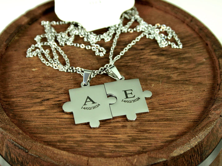 Couple Puzzle Pendant Set