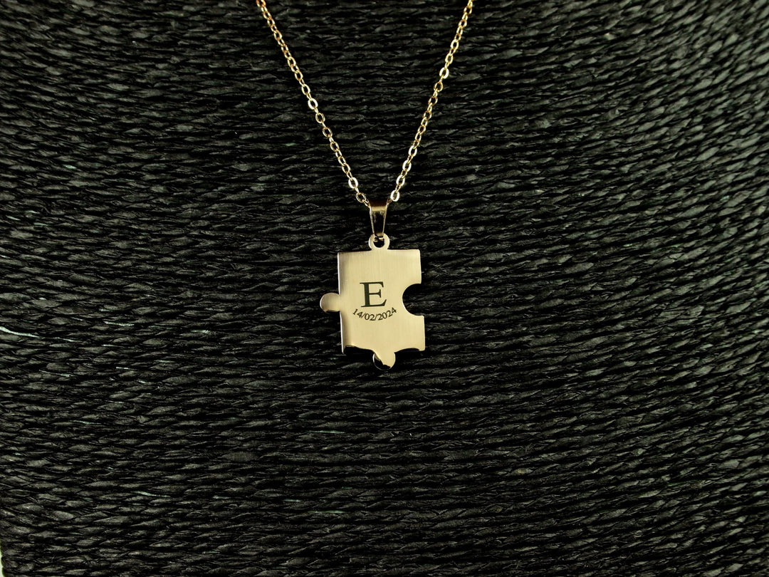 Rose Gold Puzzle Pendant Custom Initial Necklace