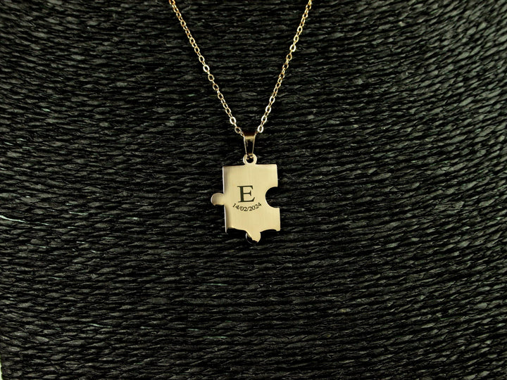 Rose Gold Puzzle Pendant Custom Initial Necklace