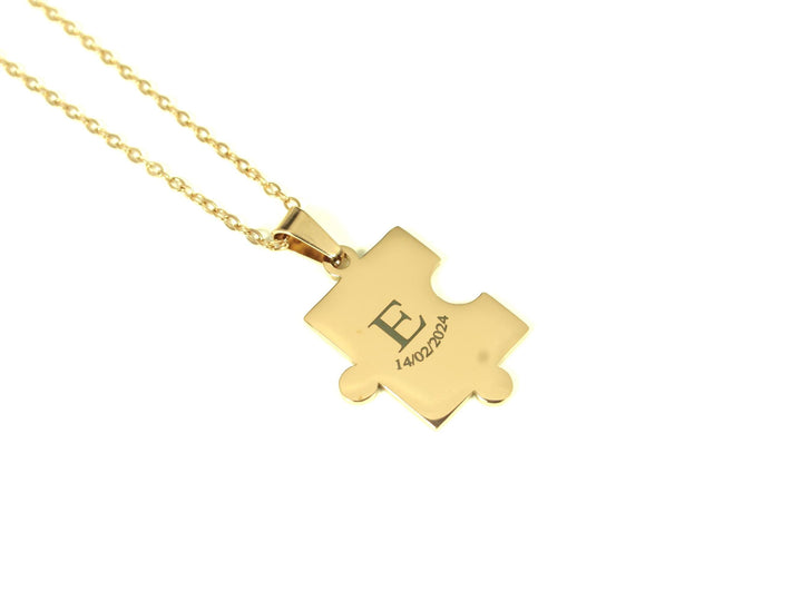 Rose Gold Puzzle Pendant Custom Initial Necklace