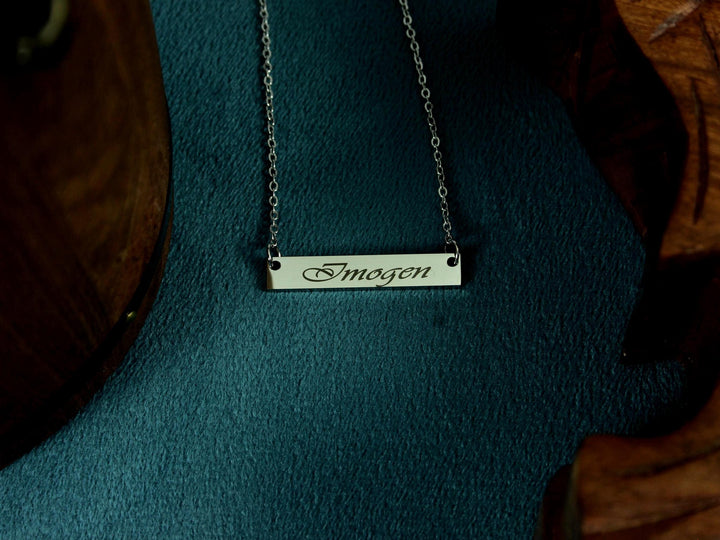 Personalized Name Bar Necklace: Rectangle Pendant
