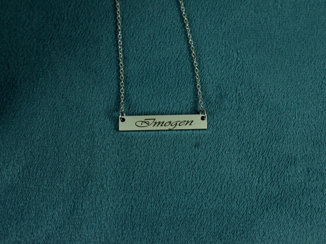 Personalized Name Bar Necklace: Rectangle Pendant