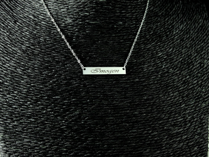 Personalized Name Bar Necklace: Rectangle Pendant