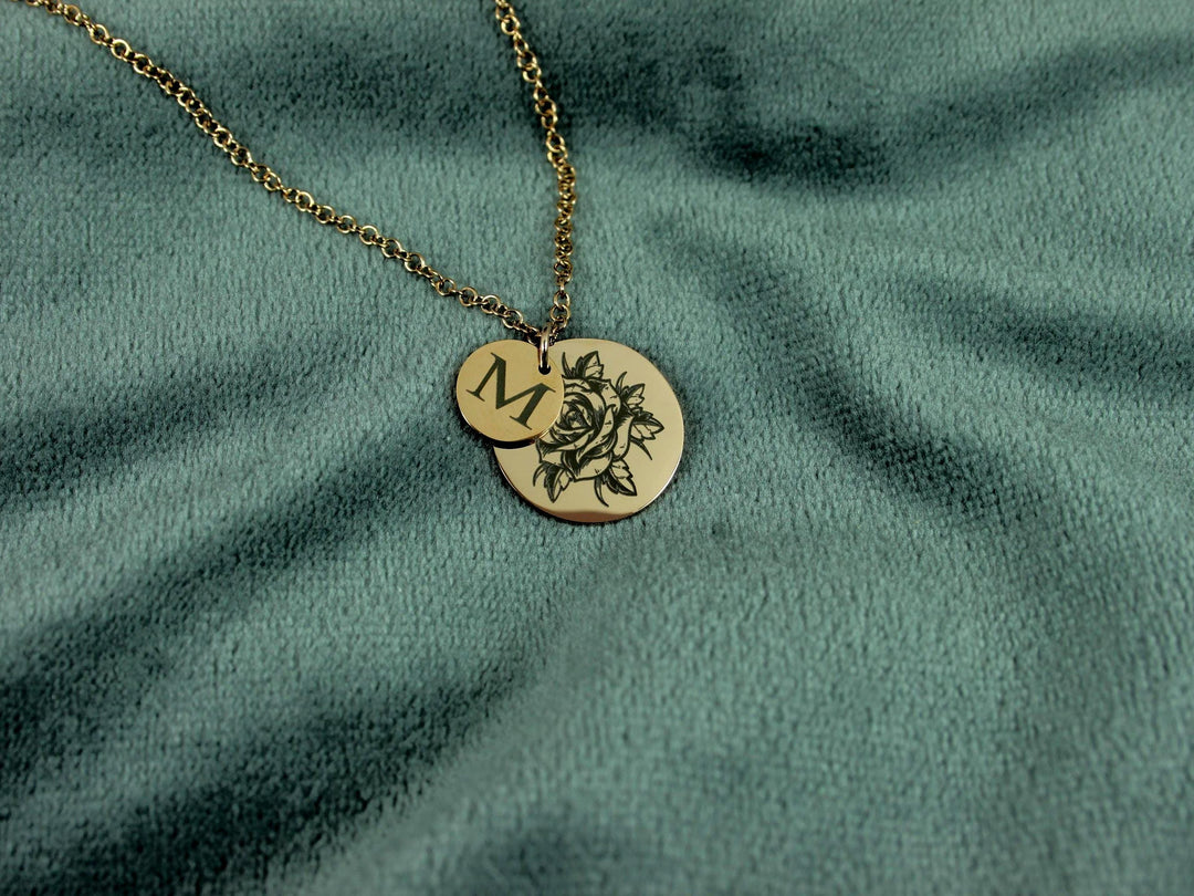 Birth Flower Initial Necklace