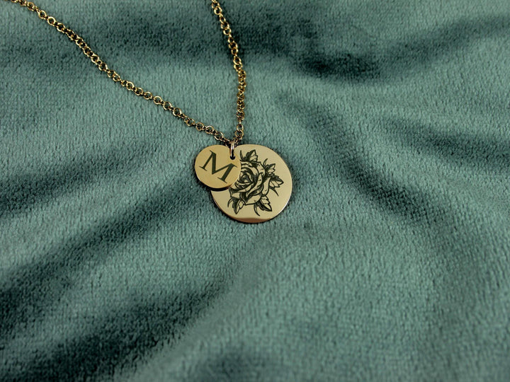 Birth Flower Initial Necklace