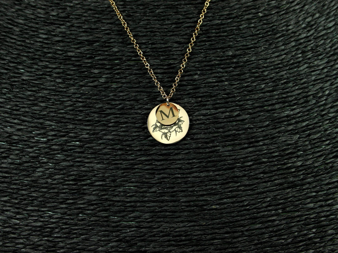 Birth Flower Initial Necklace