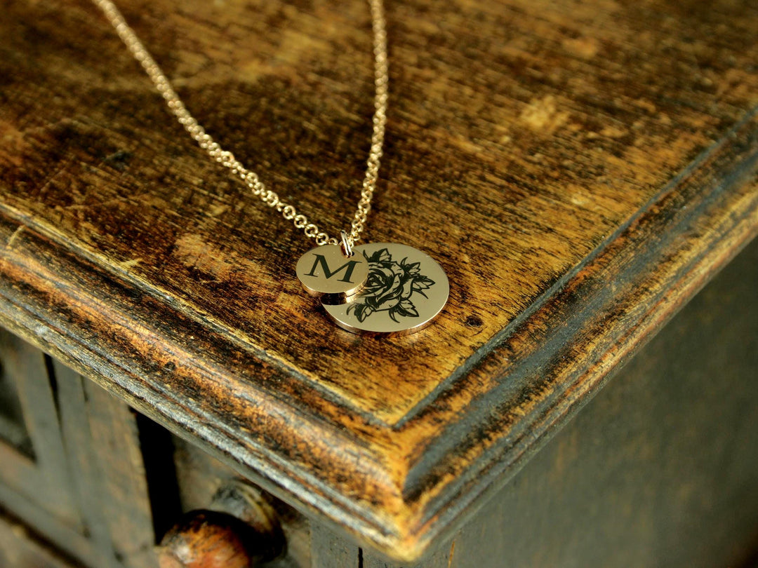 Birth Flower Initial Necklace