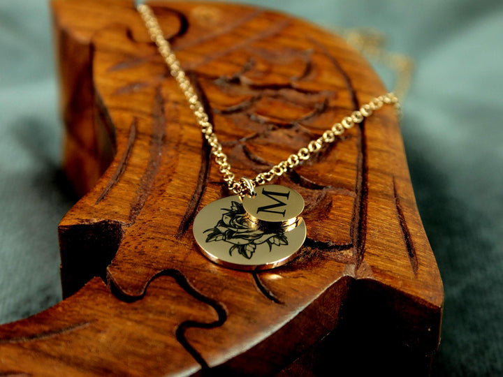 Birth Flower Initial Necklace