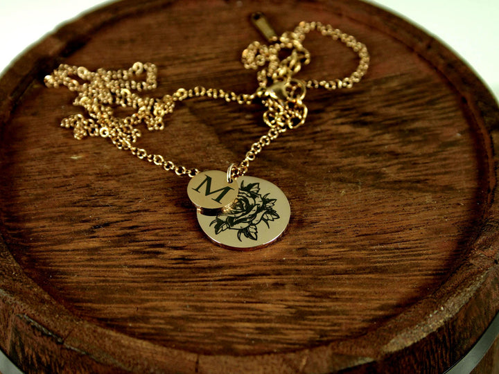 Birth Flower Initial Necklace