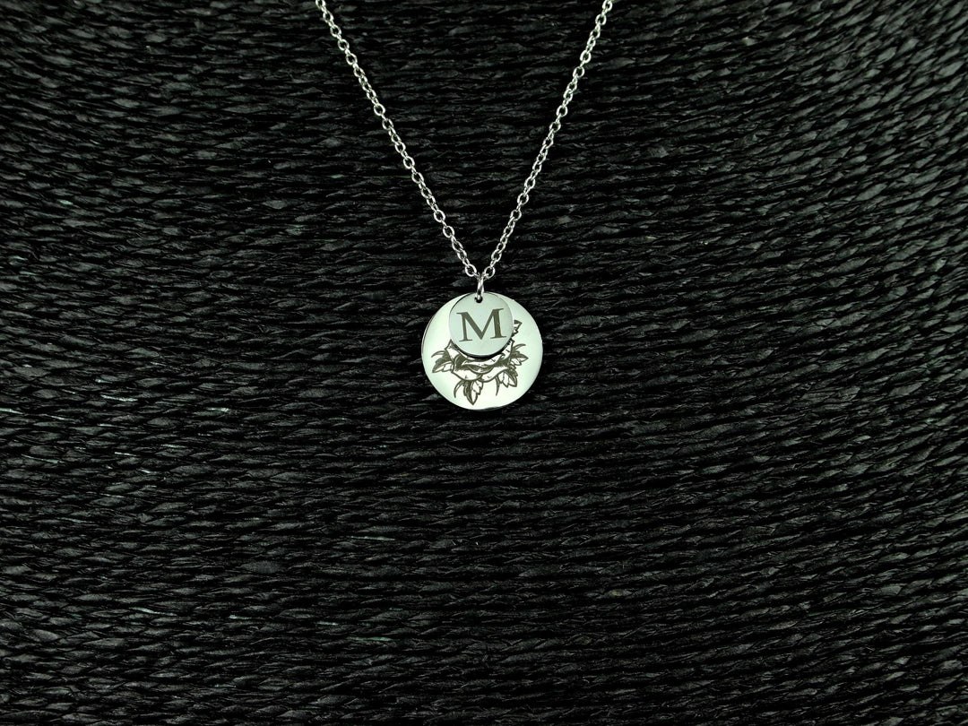 Birth Flower Initial Necklace