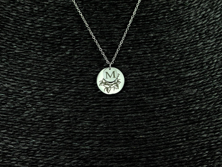 Birth Flower Initial Necklace