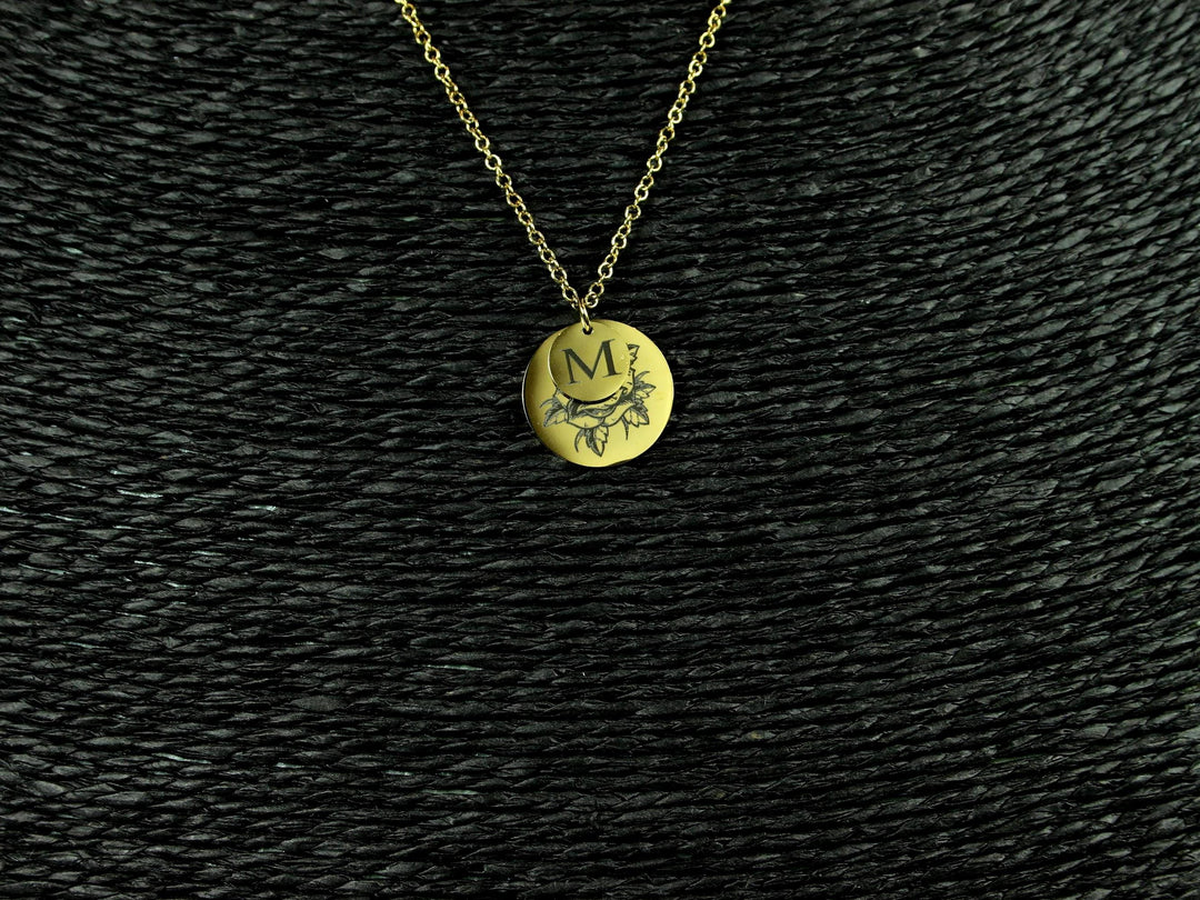 Birth Flower Initial Necklace