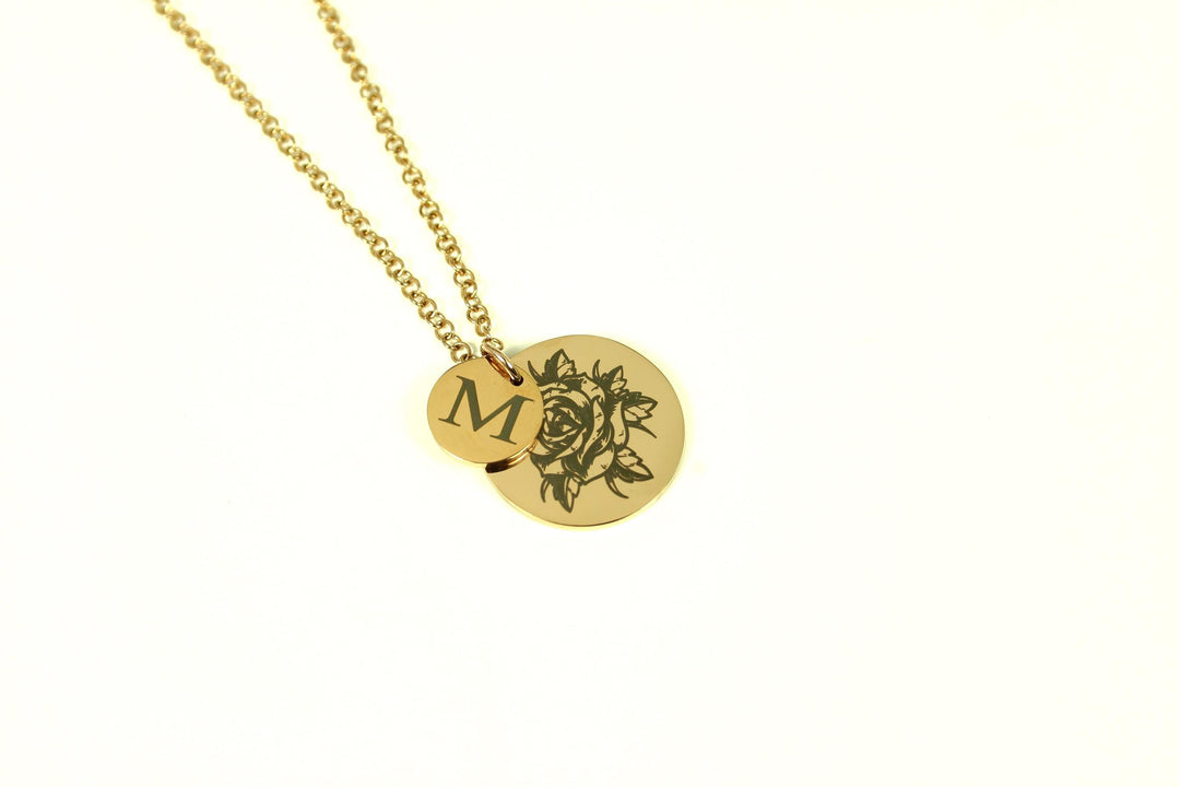 Birth Flower Initial Necklace