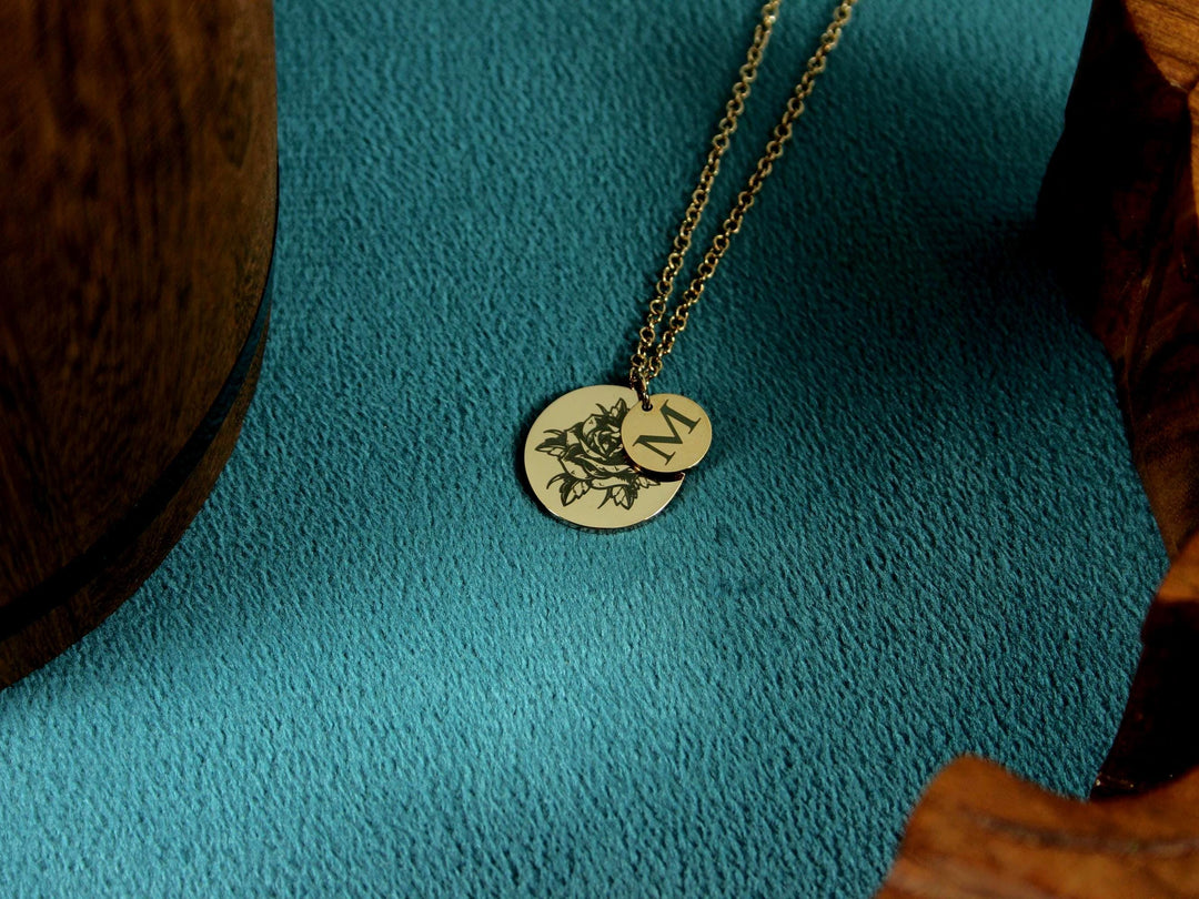 Birth Flower Initial Necklace