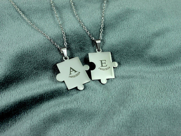 Couple Puzzle Pendant Set