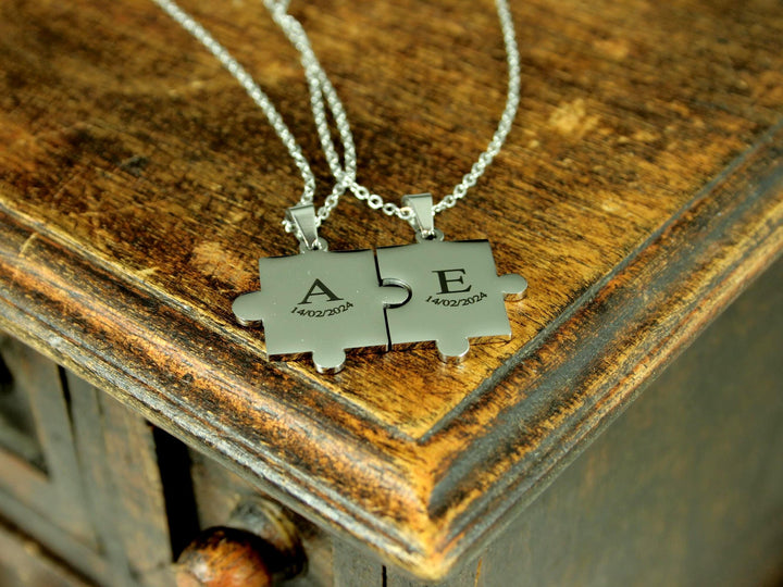 Couple Puzzle Pendant Set