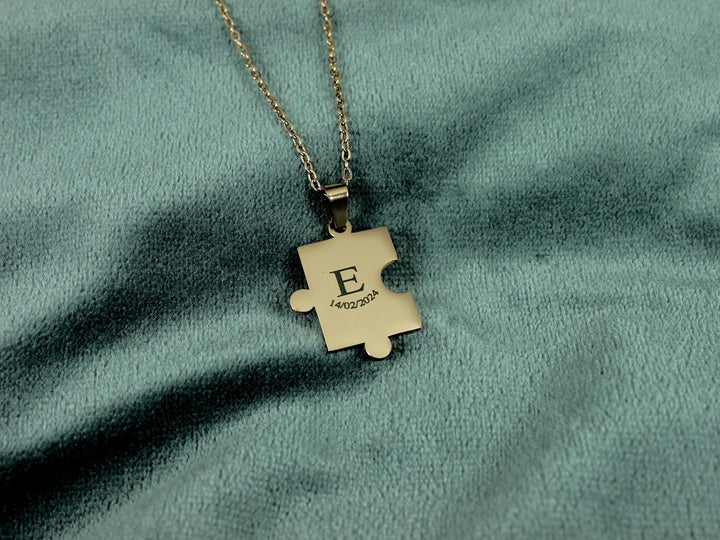 Rose Gold Puzzle Pendant Custom Initial Necklace