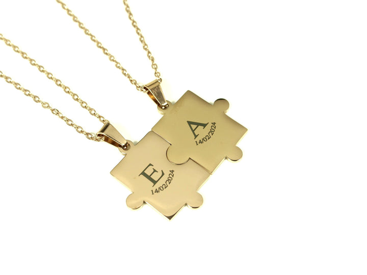 Rose Gold Puzzle Pendant Custom Initial Necklace