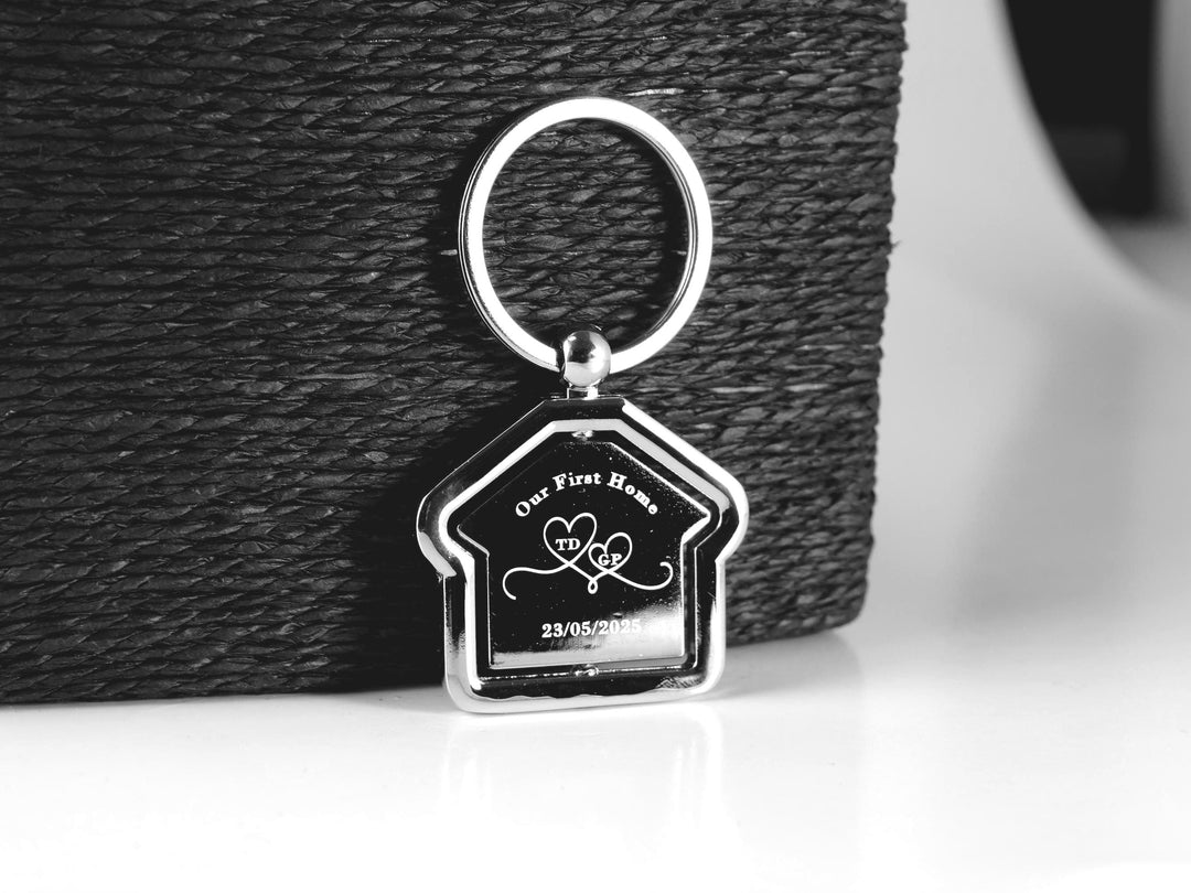 Personalised Couples Keychain, Rotating House
