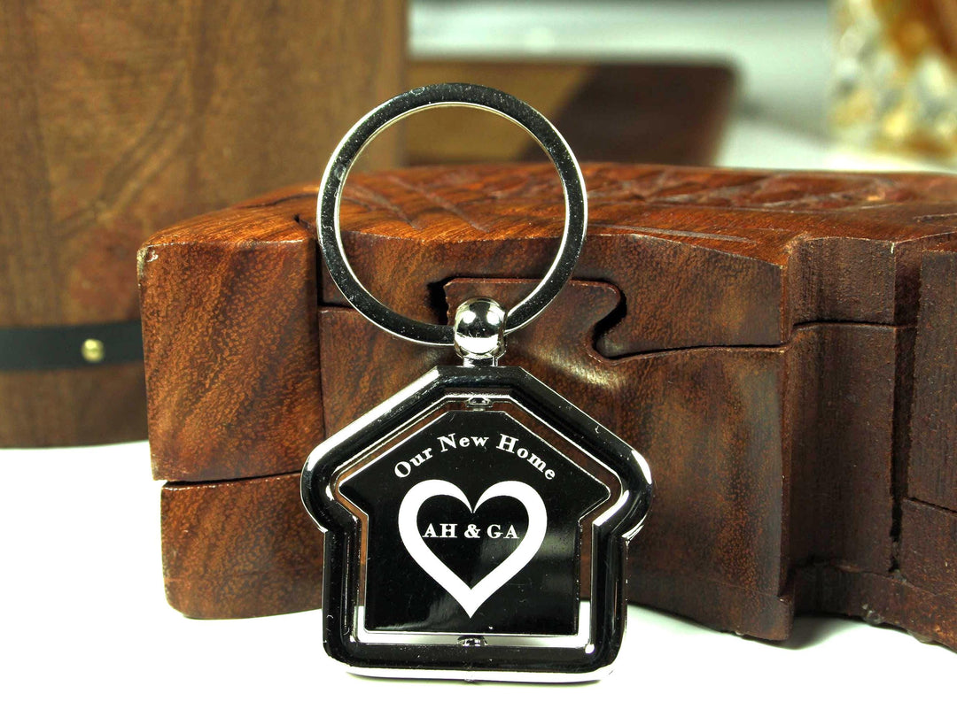 Personalised Couples Keychain, Rotating House