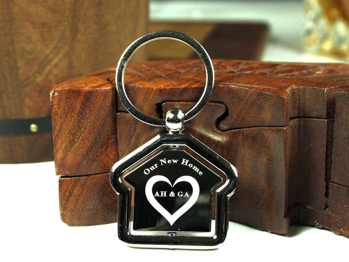 Personalised Couples Keychain, Rotating House